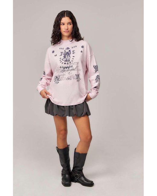 Urban Outfitters Pink Uo Spencer Tattoo Print T-shirt