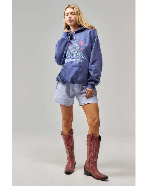 Urban Outfitters Blue Uo Collegiate Embroidered Floral Hoodie