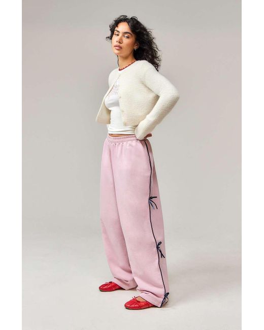 Urban Outfitters Pink Uo Bow Baggy Joggers