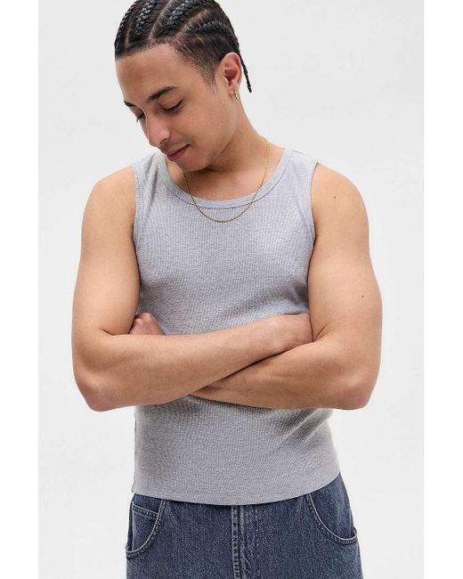 BDG Gray Grey Ribbed Vest Jacket for men