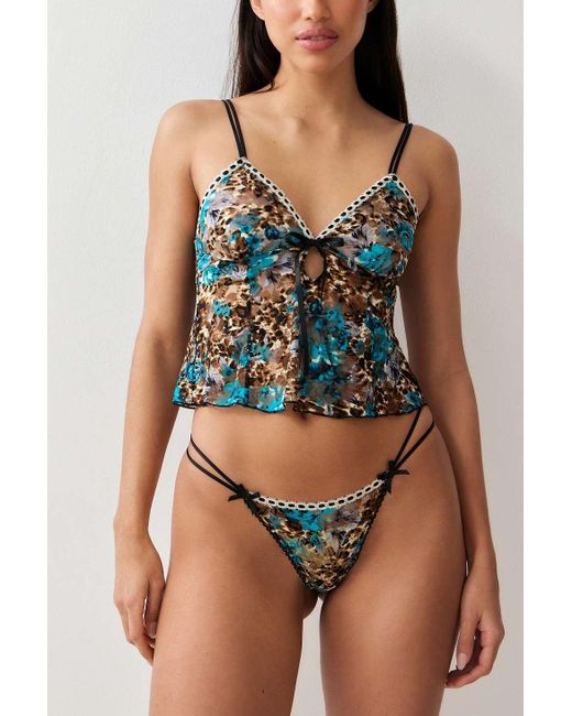 Out From Under Blue Mindy Leopard Print Thong S At Urban Outfitters