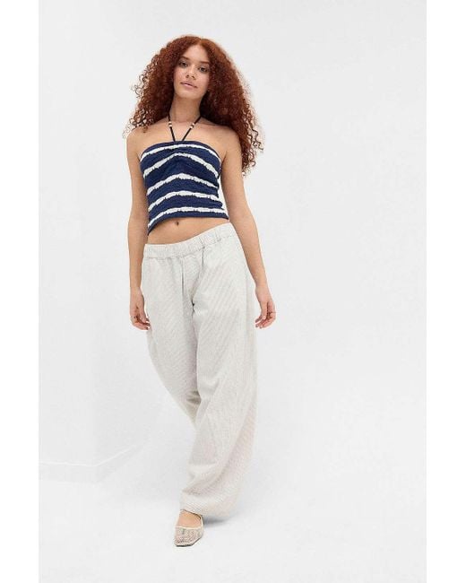 Urban Outfitters Blue Uo Ines Textured Beaded Bandeau Top