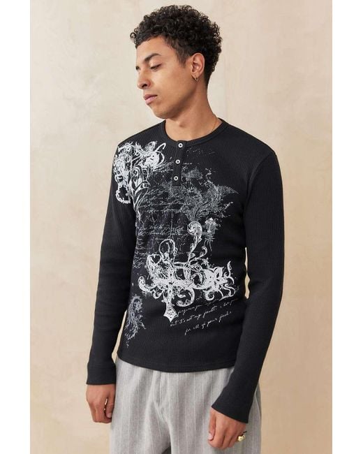Jaded London Anointed Black Waffle Henley Tee for Men | Lyst UK