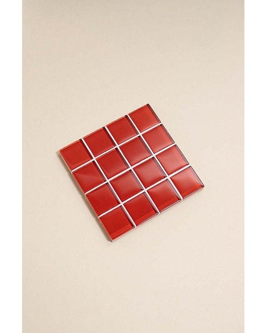 Subtle Studios Pink Solid Glass Tile Coaster