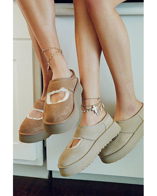 Ugg Brown Bea Shearling Platform Mary Jane Shoe