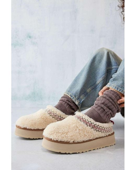 Ugg Blue Natural Tazz Fluffy Braided Slippers
