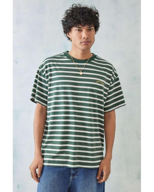 BDG Forest Green Breton Short Sleeve Stripe Tee for men