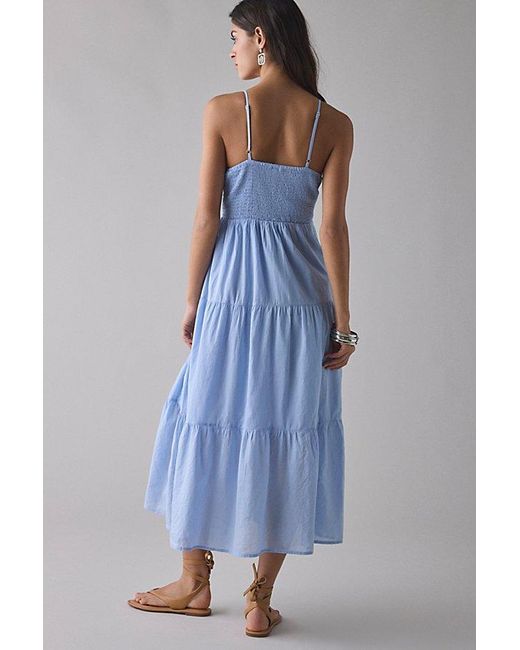 Kimchi Blue Blue Serafina Lace Trim Tiered Babydoll Maxi Dress