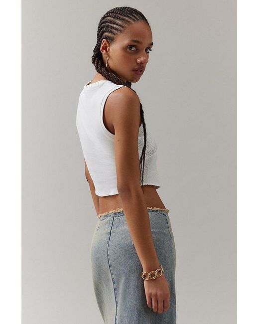 BDG White Elliote Crafted Cropped Tank Top