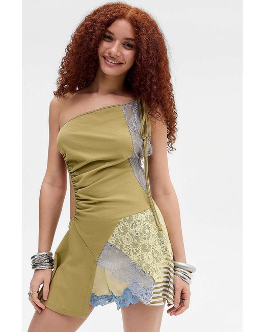jaded london green lace dress Reworked Asymmetric Mini Uk 8 At Urban Outfitters in Lace corset top