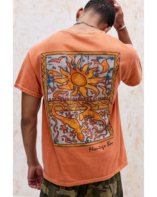 Urban Outfitters Uo Orange Gecko Montego T-shirt for men