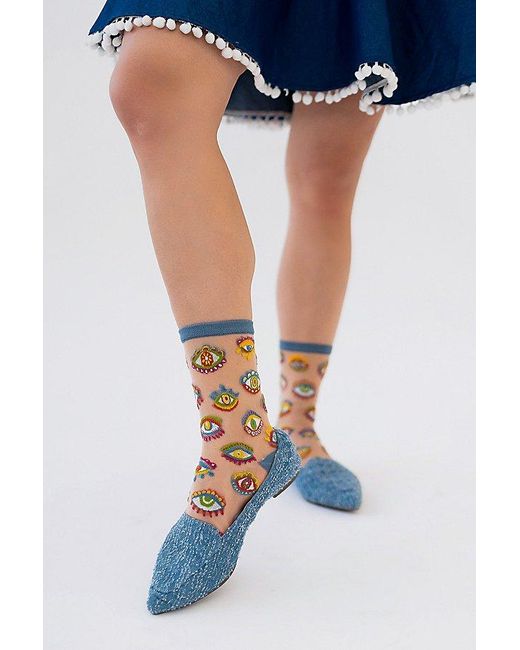 Sock Candy White Evil Eye Sheer Sock