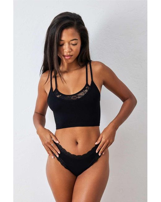 Out From Under Black Double Layer Lace Bralette Top