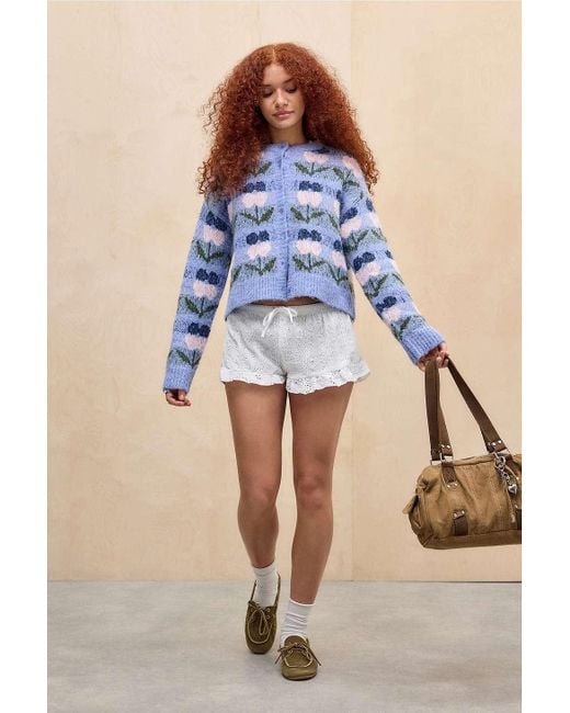 Kimchi Blue White Jules Broderie Mini Shorts