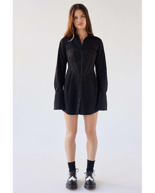 Urban Outfitters Uo Taurus Corset Shirt Dress in Black Lyst