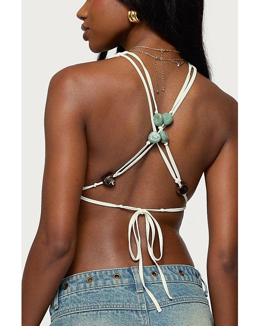 Edikted White Strappy Backless Cowl Neck Top