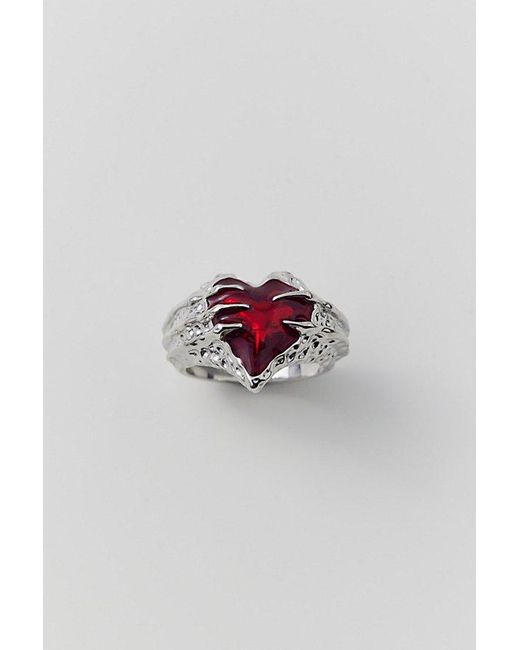 Urban Outfitters Gray Poe Statement Heart Ring for men