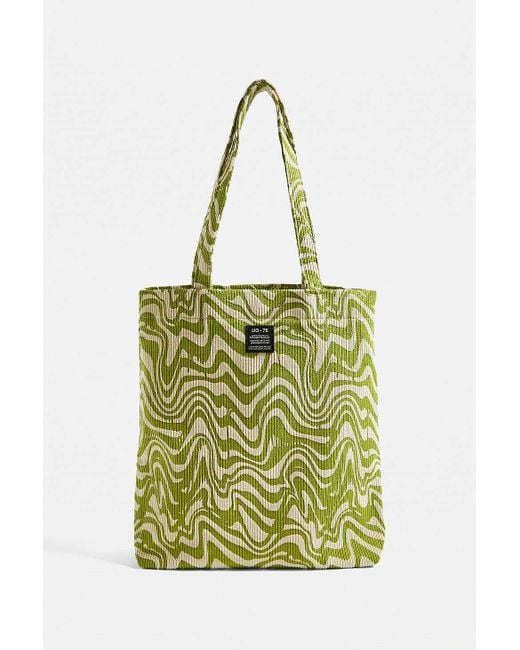 Urban Outfitters Green Uo Swirl Print Corduroy Tote Bag