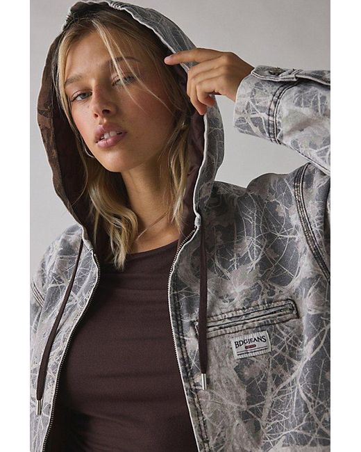 BDG Gray Avril Cotton Canvas Zip-Up Hooded Skate Jacket