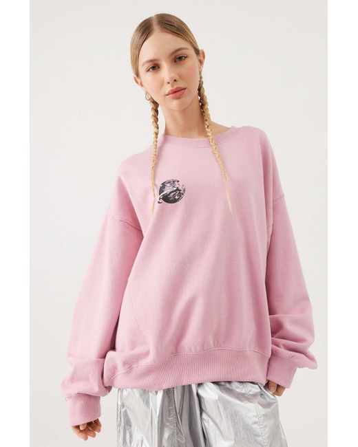 Urban Outfitters Pink Uo Wilder I Need Space Seamed Pullover Sweatshirt