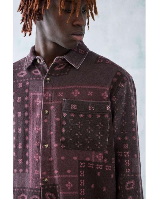 BDG Burgundy Bandana Brushed Twill Shirt Top In Maroon,at Urban Outfitters  for Men | Lyst