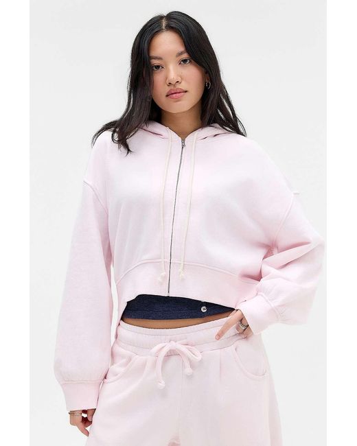 Out From Under White Hoxton Cropped Zip-up Hoodie