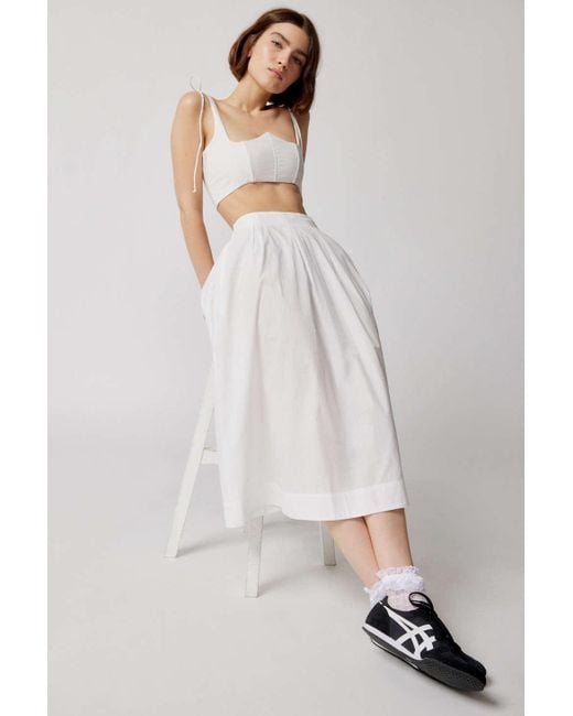 For Love & Lemons White Layla Cropped Top & Midi Skirt Set