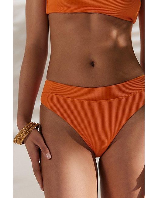 Out From Under Brown Kelly Ribbed High-Cut Bikini Bottom