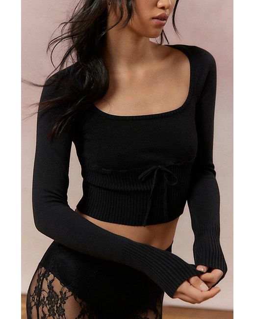 Urban Outfitters Black Uo Edie Babydoll Sweater