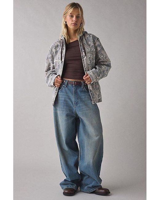 BDG Gray Avril Cotton Canvas Zip-Up Hooded Skate Jacket