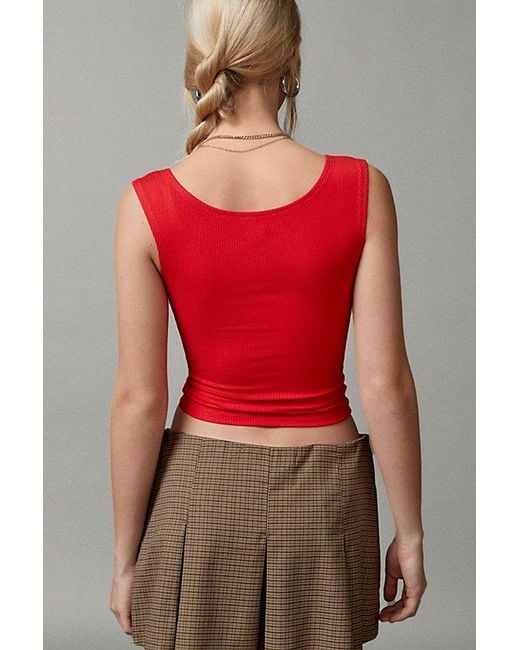 BDG Red Square Neck Tank Top