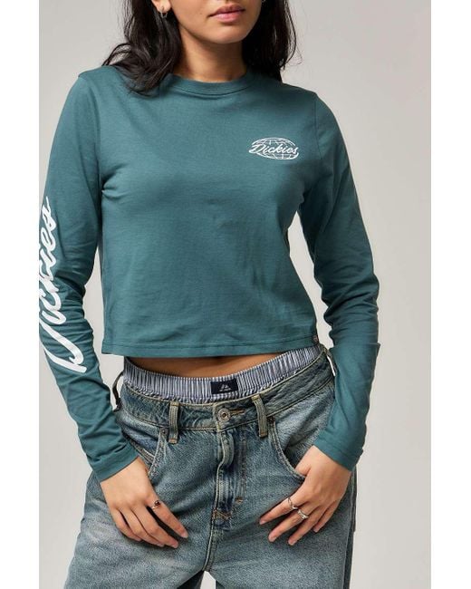 Dickies Blue Green Globe Long Sleeve T-shirt