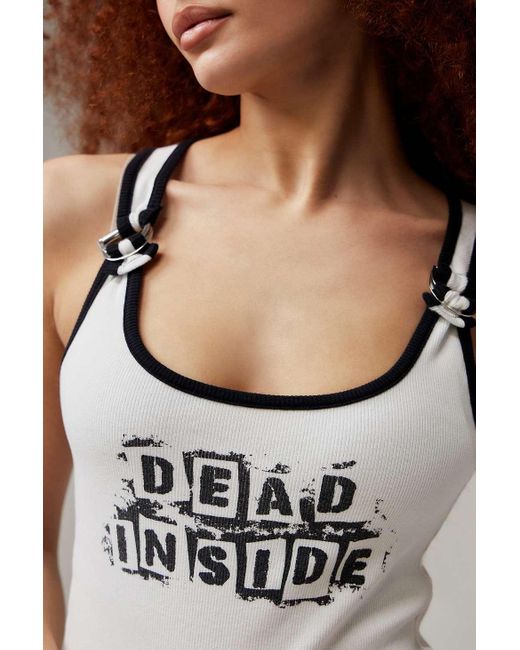 Urban Outfitters White Uo Dead Inside Tank Top
