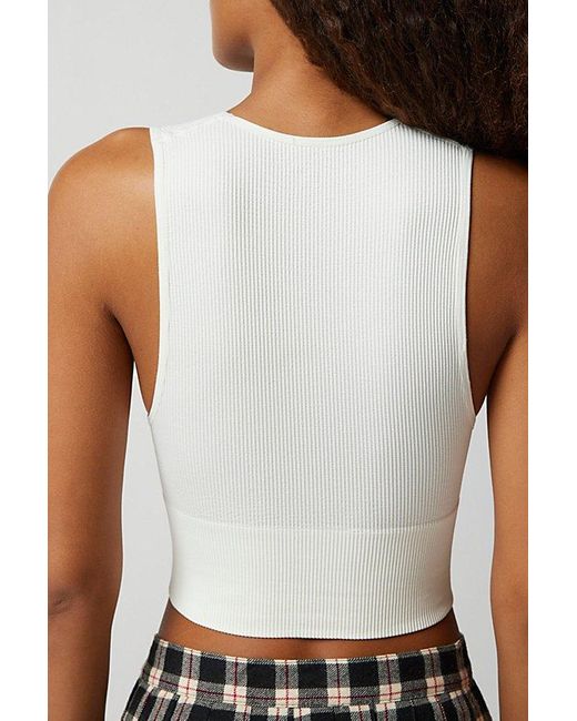 Out From Under Black Hailey Seamless Plunge Cropped Tank Top