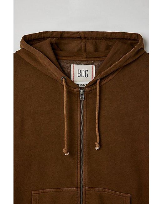 BDG Brown Bonfire Full Zip Hoodie Sweatshirt for men