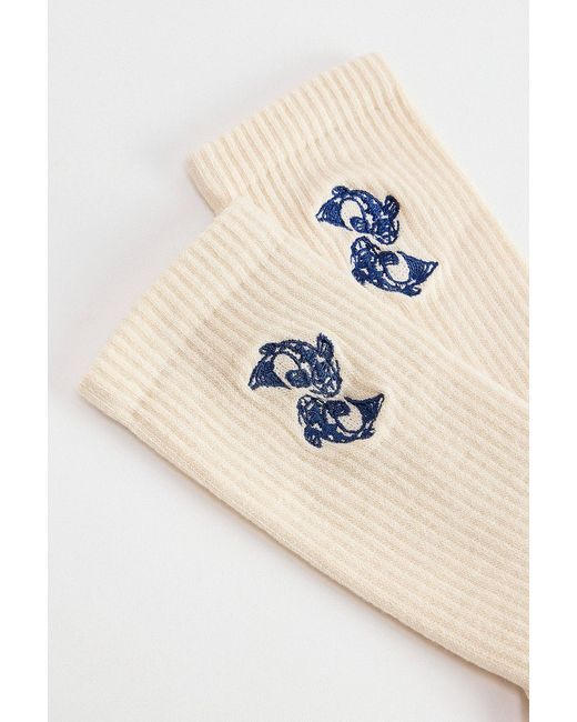 Urban Outfitters White Uo Ecru Koi Embroidered Socks for men