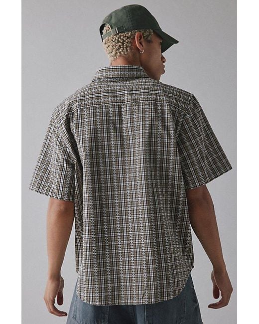Urban Outfitters Gray Uo Checkerboard Plaid Short Sleeve Shirt Top for men