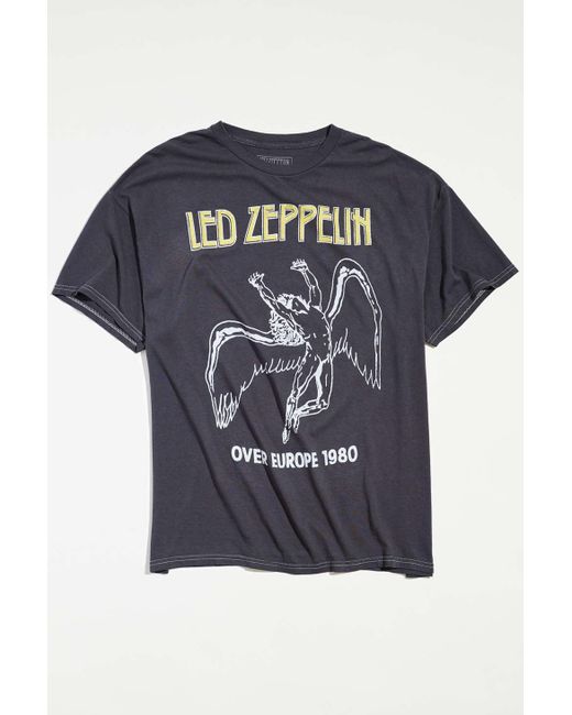 Urban Outfitters Cotton Led Zeppelin Over Europe 1980 Tee in Washed