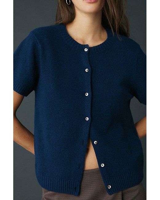 Kimchi Blue Rachel Short Sleeve Cardigan in Blue | Lyst