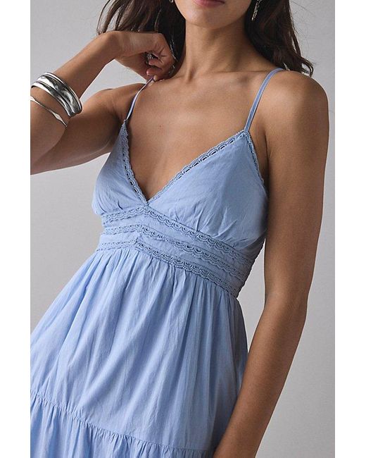 Kimchi Blue Blue Serafina Lace Trim Tiered Babydoll Maxi Dress