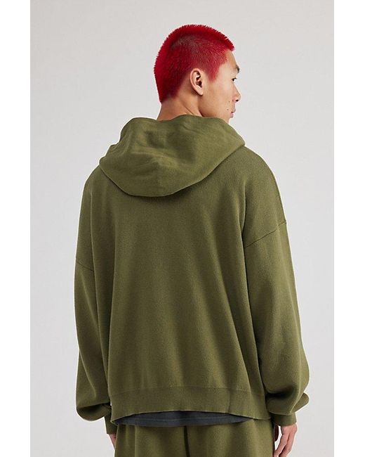 KROST Green Uo Exclusive Blanket Stitch Full Zip Hoodie Cardigan for men