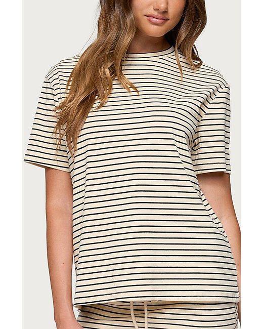 Edikted Brown Brena Striped Oversized T Shirt Top