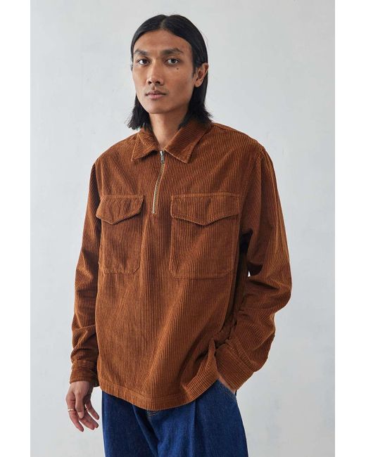 BDG Brown Quarter-zip Corduroy Shirt for men