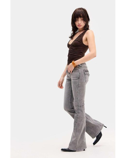 True Religion White Grey Joey Flared Jeans