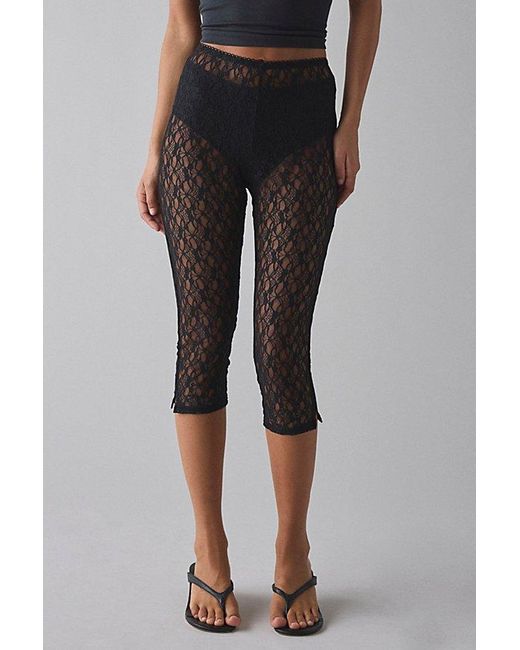 Kimchi Blue Black Ellie Sheer Lace High-Rise Stretch Capri Pant