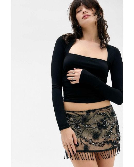 Jaded London Black Beaded Mini Skirt