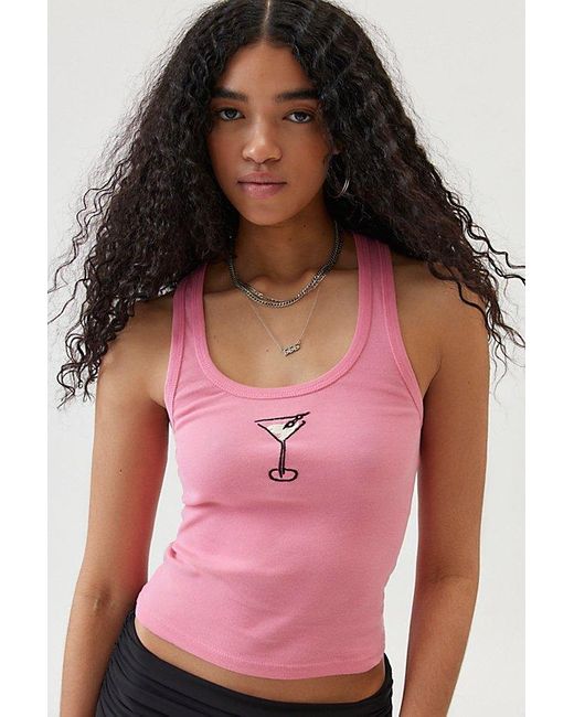 Urban Outfitters Pink Martini Embroidered Tank Top