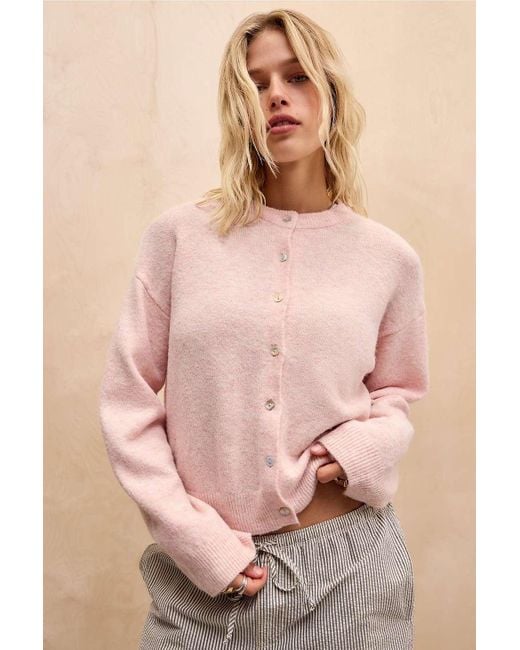 Urban Outfitters Pink Uo Miller Crew Cardigan