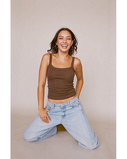 RAT BOI Blue Square Neck Pointelle Cami