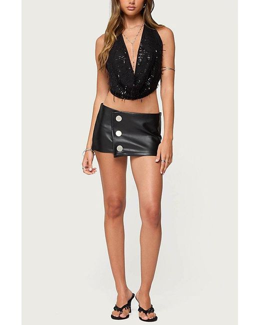 Edikted Black Fringed Sequin Backless Halteru00A0Top